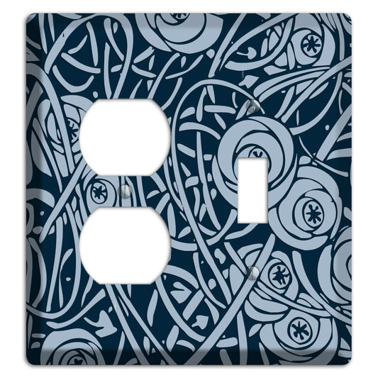 Navy Abstract Floral Duplex / Toggle Wallplate