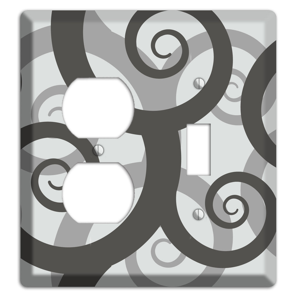 Grey with Black Large Swirl Duplex / Toggle Wallplate