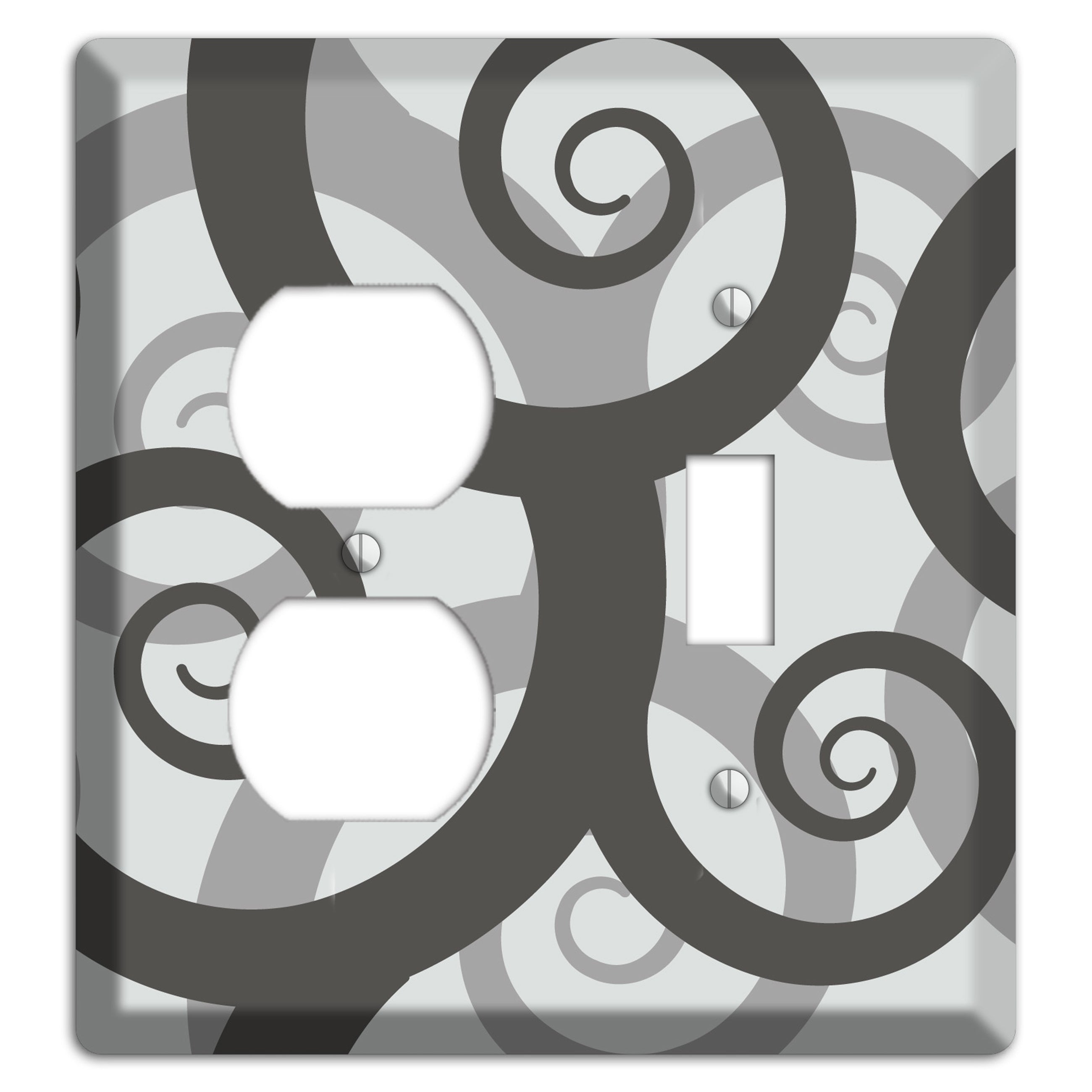 Grey with Black Large Swirl Duplex / Toggle Wallplate