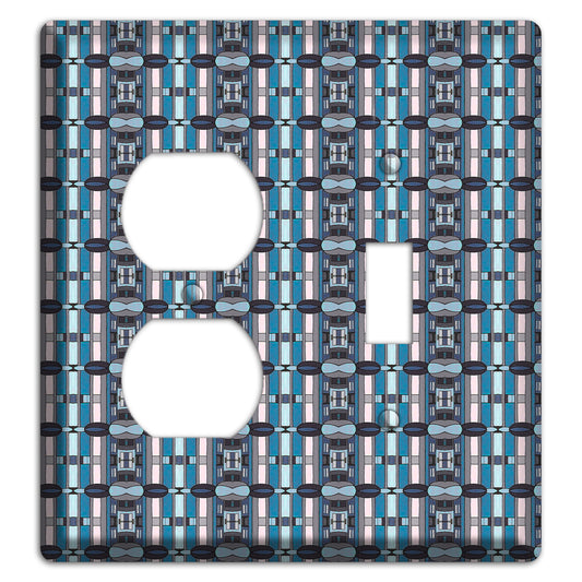 Blue and Grey Tapestry Duplex / Toggle Wallplate