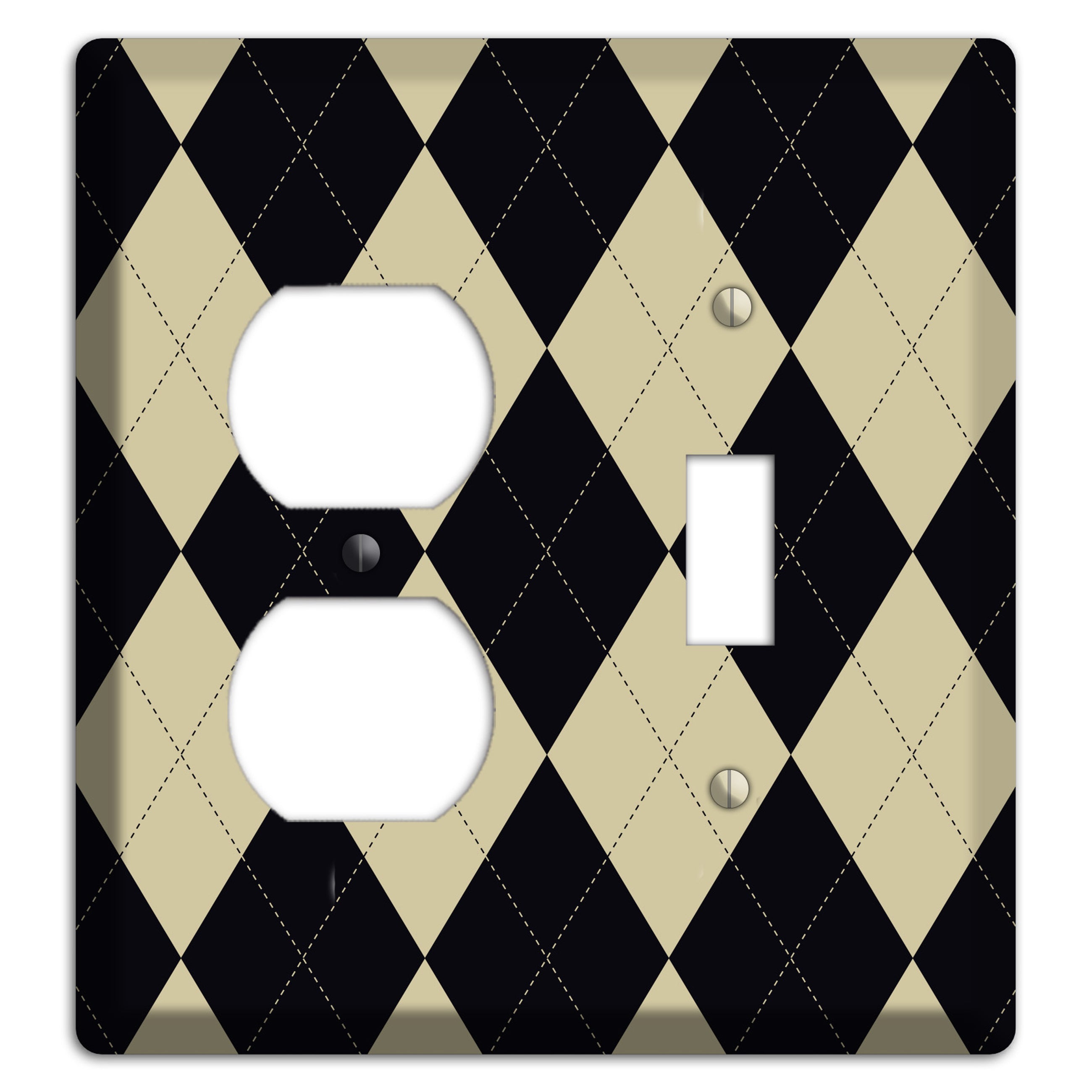 Tan and Black Argyle Duplex / Toggle Wallplate
