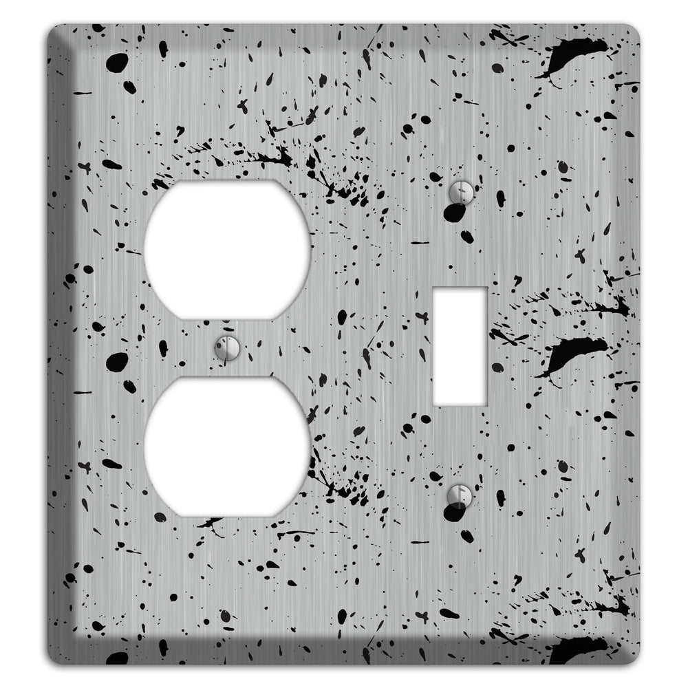 Ink Splash 5 Stainless Steel Duplex / Toggle Wallplate