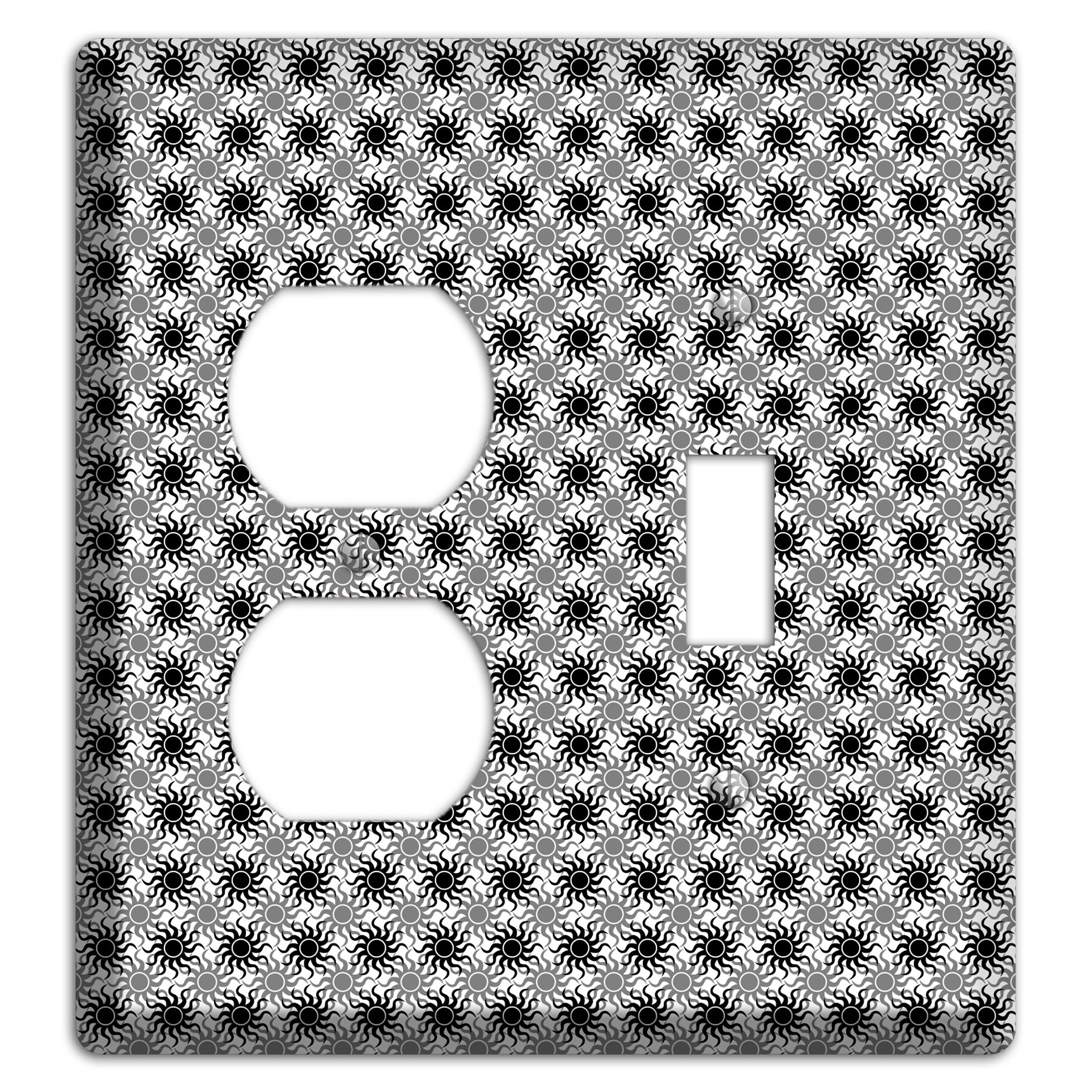 Black and Grey Sun Contour Duplex / Toggle Wallplate