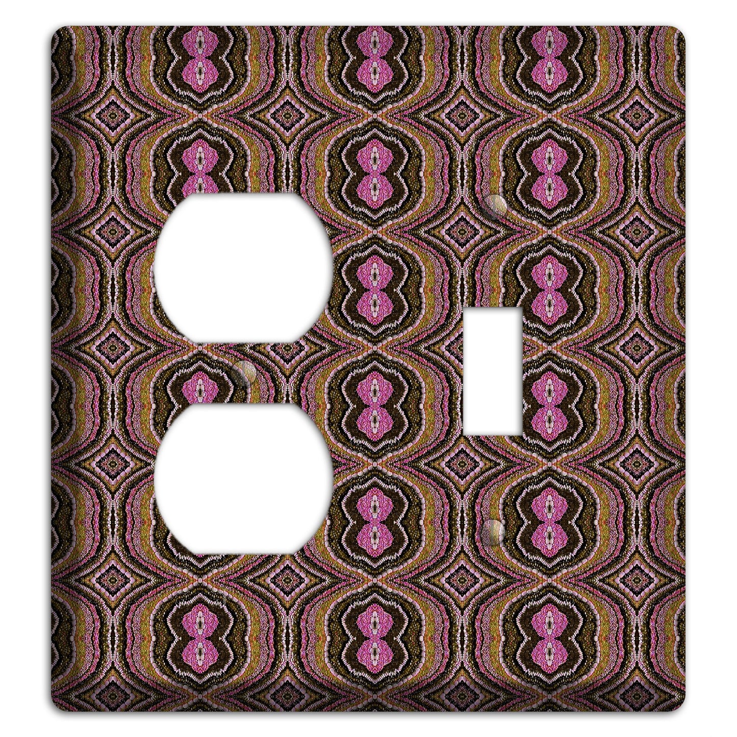 Pink and Brown Tapestry Duplex / Toggle Wallplate