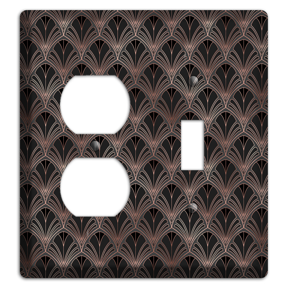 Black and Rose Deco Duplex / Toggle Wallplate