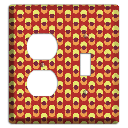 Red Yellow Coral Overlain Dots Duplex / Toggle Wallplate