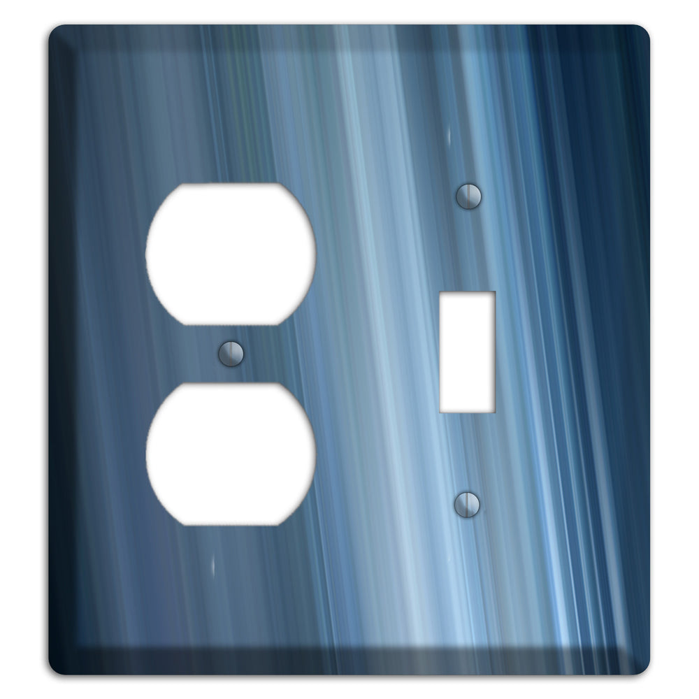 Brushed Blue Stripes Duplex / Toggle Wallplate
