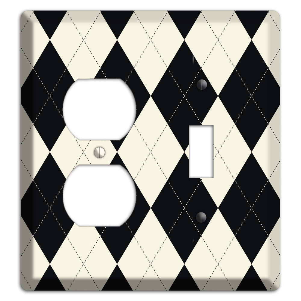 Black and Tan Argyle Duplex / Toggle Wallplate