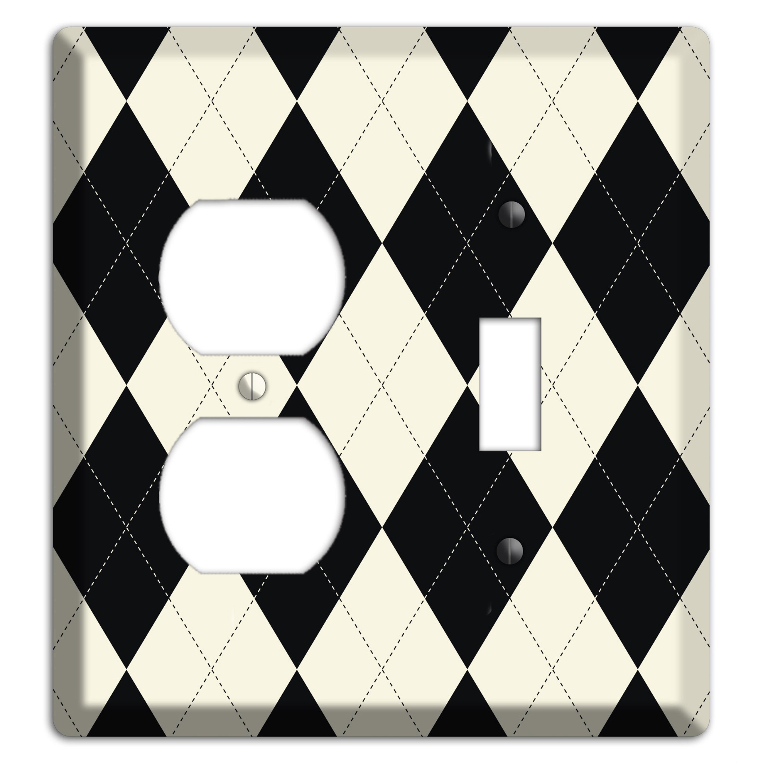 Black and Tan Argyle Duplex / Toggle Wallplate
