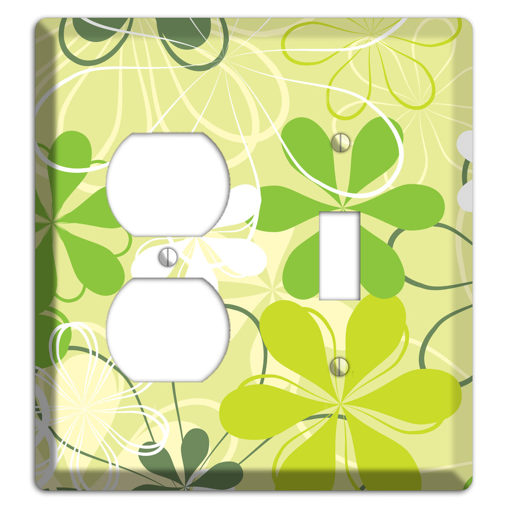 Green Retro Flowers Duplex / Toggle Wallplate