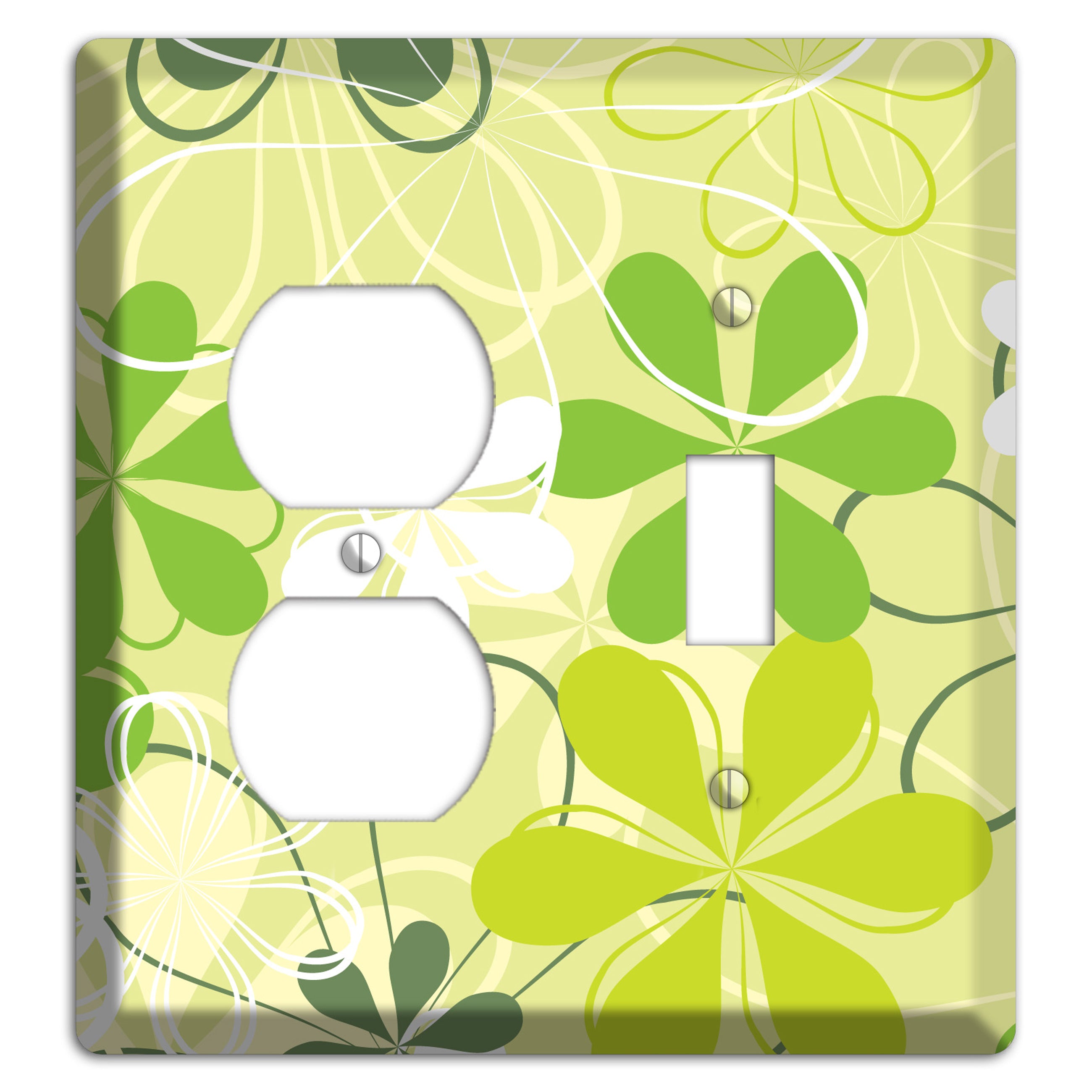Green Retro Flowers Duplex / Toggle Wallplate