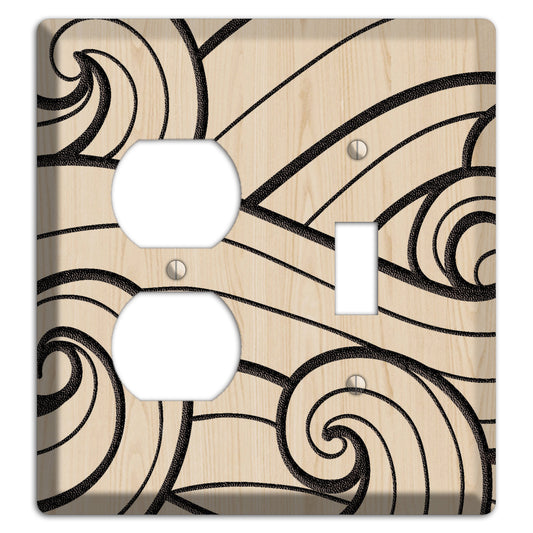 Abstract Curl Wood Lasered Duplex / Toggle Wallplate