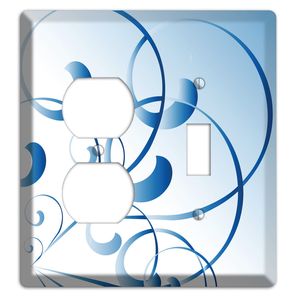 Blue Swoop Duplex / Toggle Wallplate