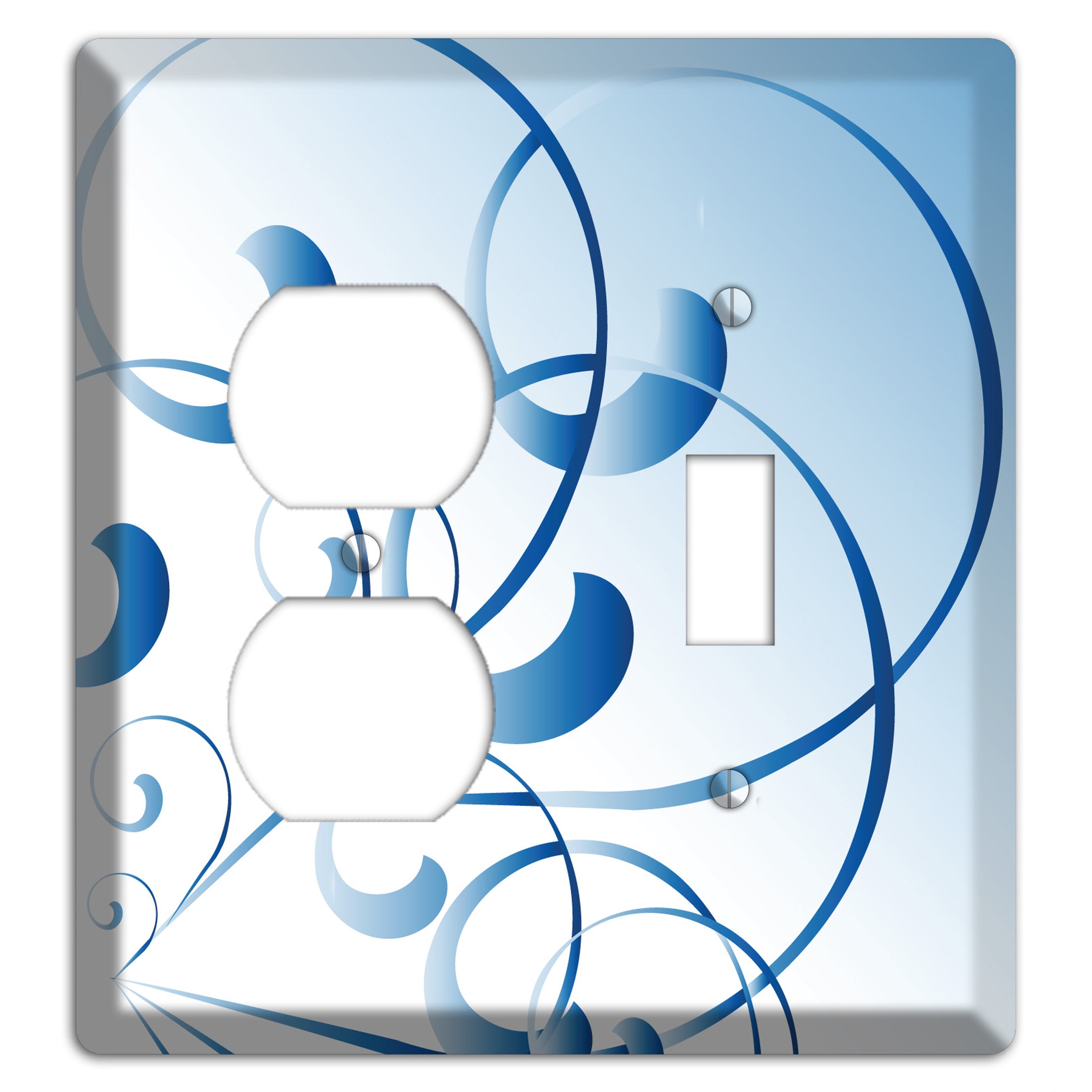 Blue Swoop Duplex / Toggle Wallplate