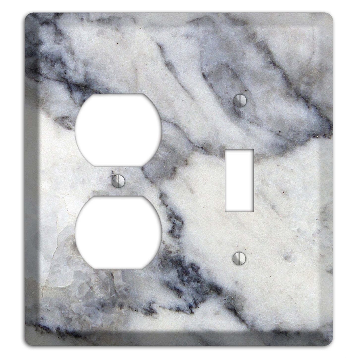White and Grey Marble Duplex / Toggle Wallplate