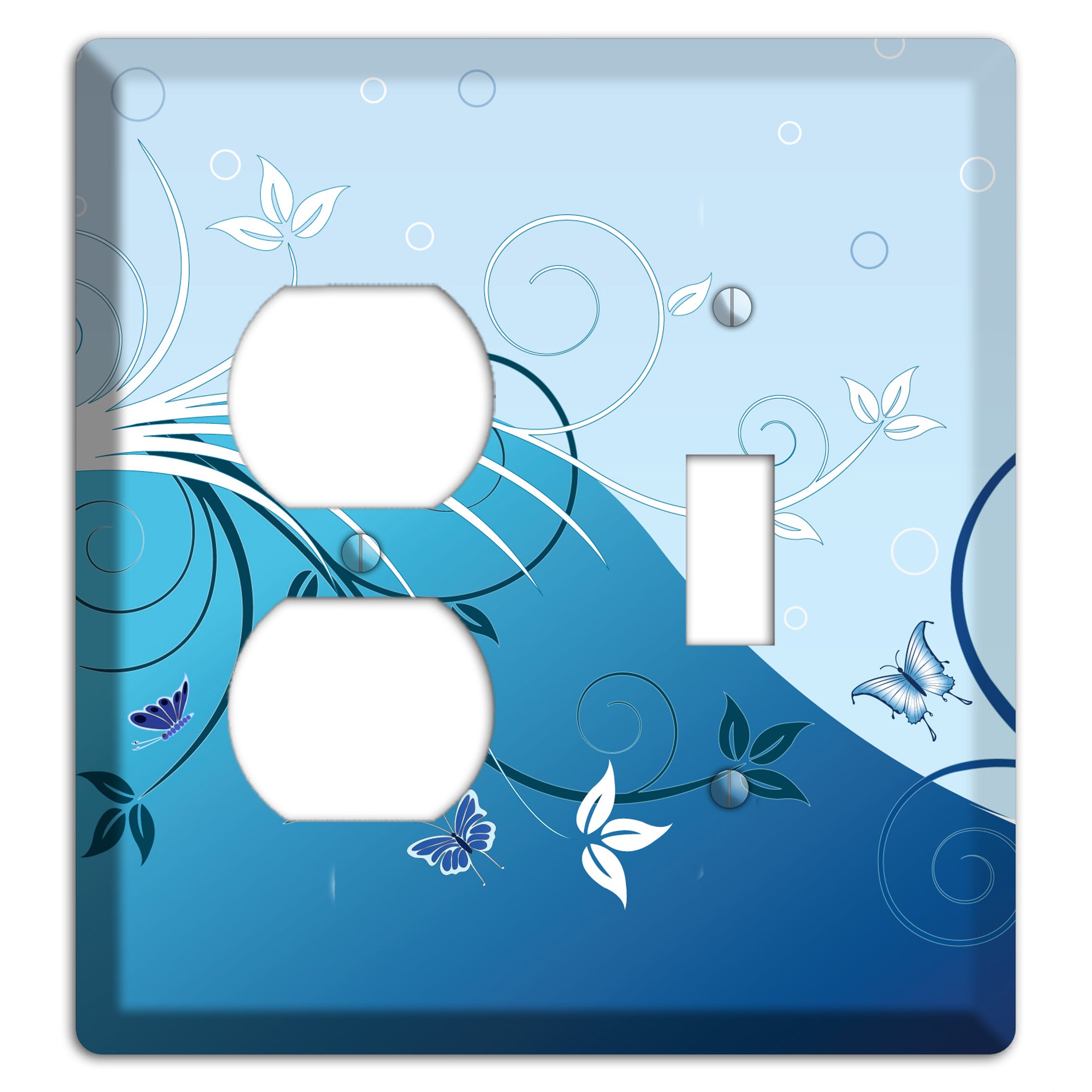 Blue Floral Sprig Duplex / Toggle Wallplate