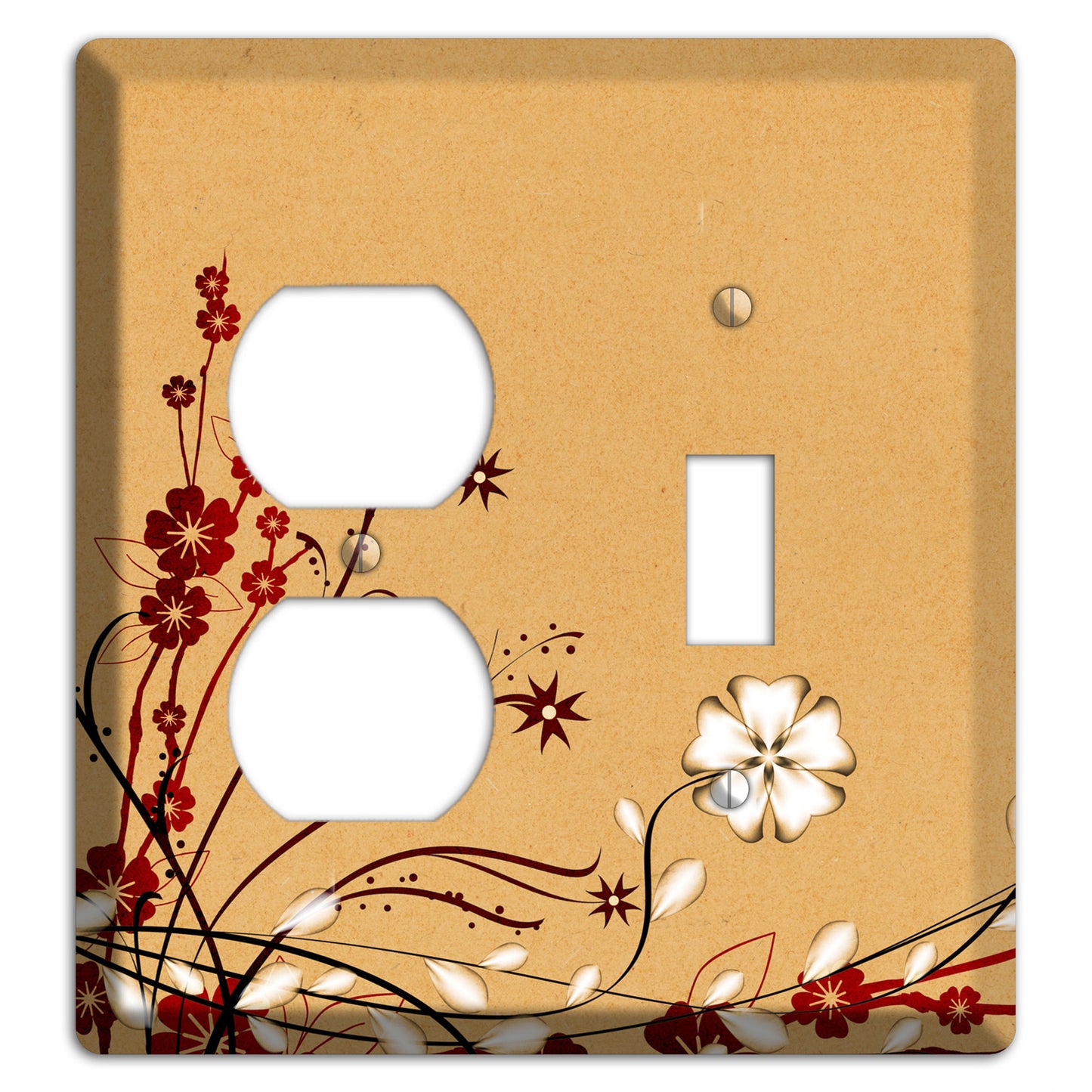 Delicate Red Flowers Duplex / Toggle Wallplate