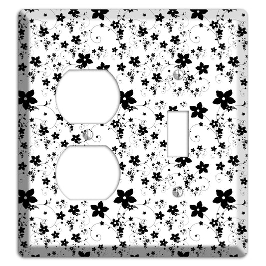Black and White Flowers Duplex / Toggle Wallplate