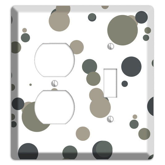 White with Multi Grey Medium Dots Duplex / Toggle Wallplate