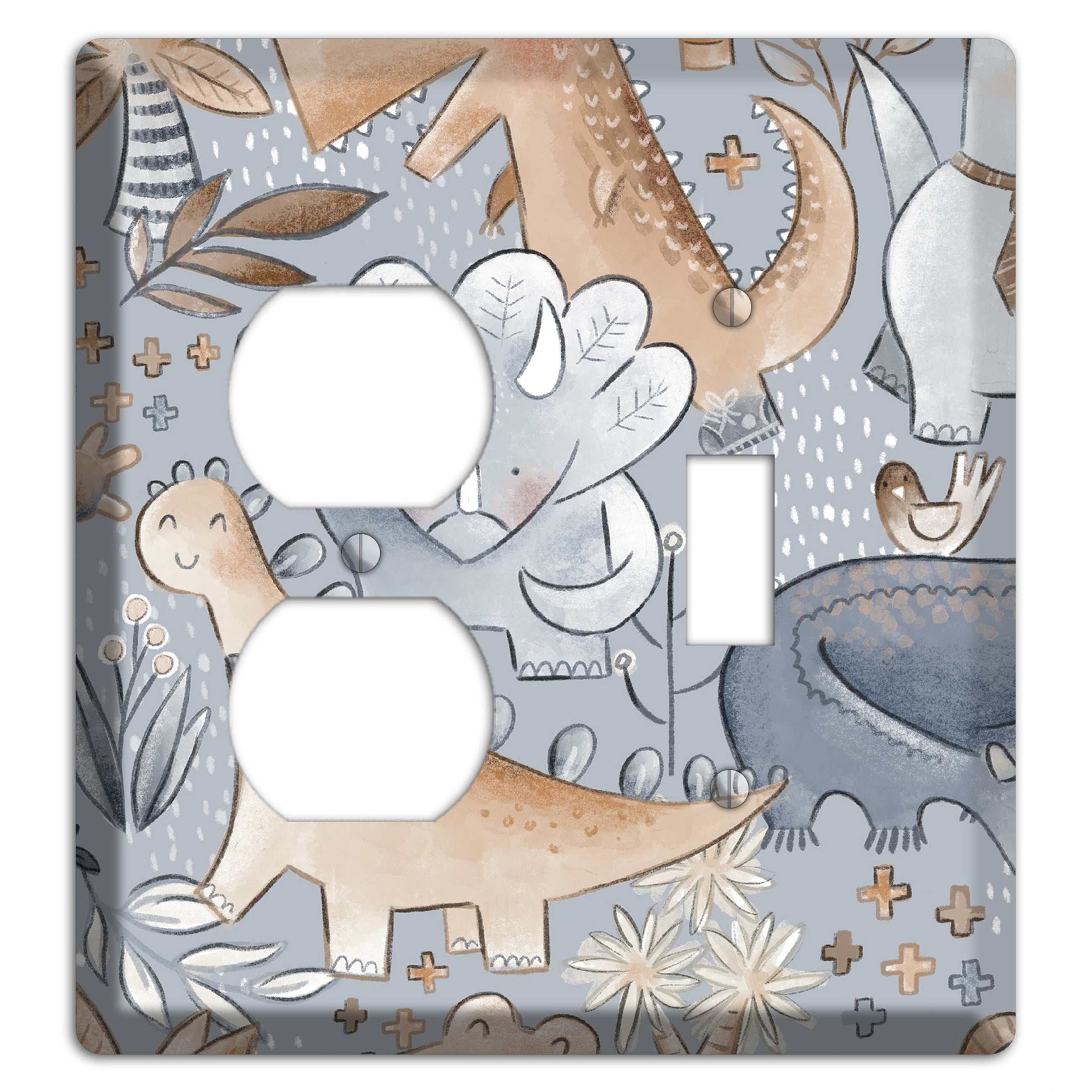 Dinosaur Friends Duplex / Toggle Wallplate