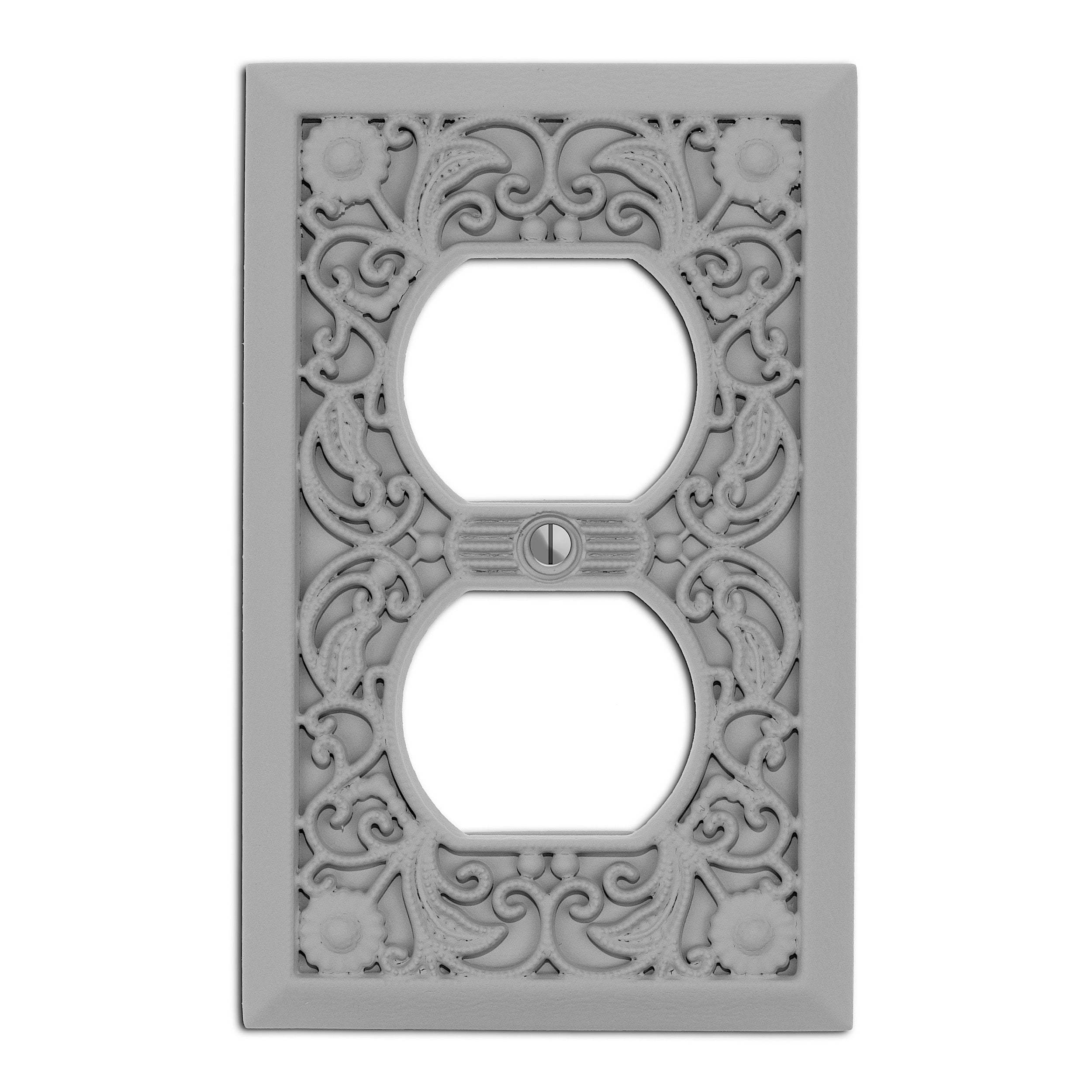 Gray Filigree Shabby Chic 1 Duplex Outlet:Wallplatesonline.com