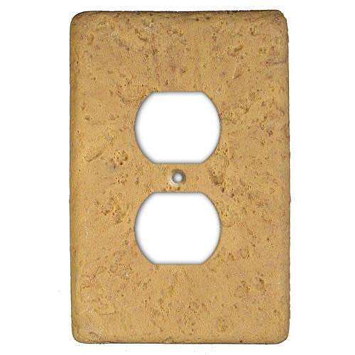 Stonique Honey Gold Stone Duplex Outlet Switchplate