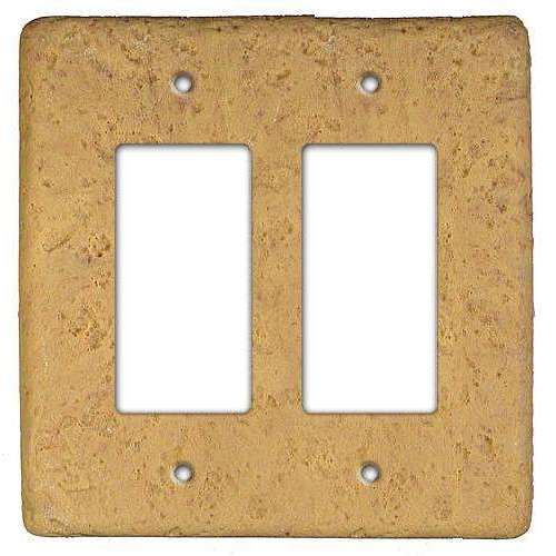 Honey Gold Stone Double Rocker Switchplate - Wallplatesonline.com