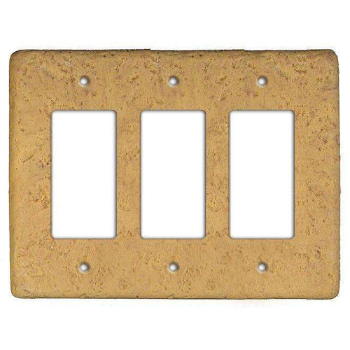 Honey Gold Stone Triple Rocker Switchplate - Wallplatesonline.com