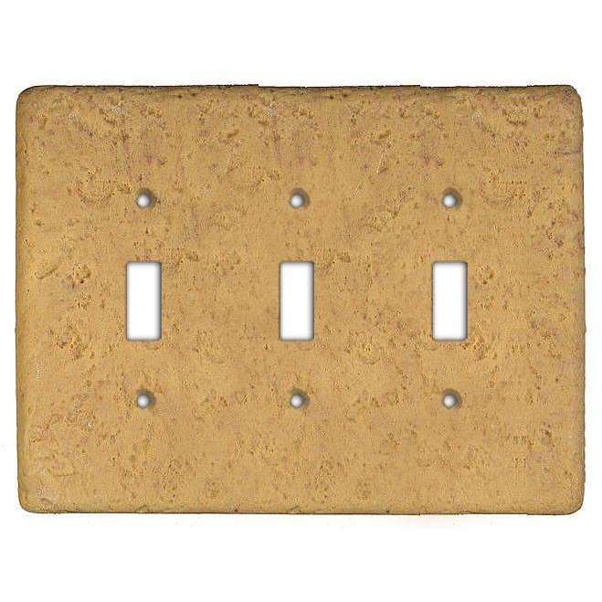 Honey Gold Stone Triple Toggle Switchplate - Wallplatesonline.com