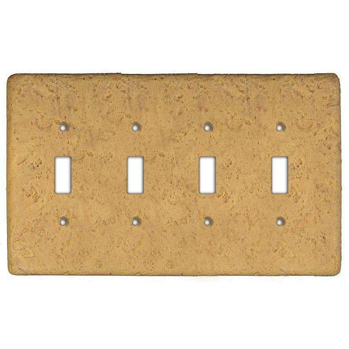 Honey Gold Stone Quad Toggle Switchplate - Wallplatesonline.com