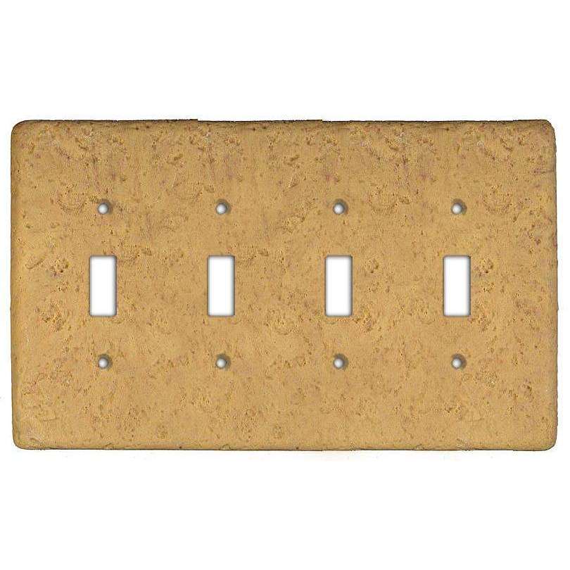 Honey Gold Stone Quad Toggle Switchplate - Wallplatesonline.com