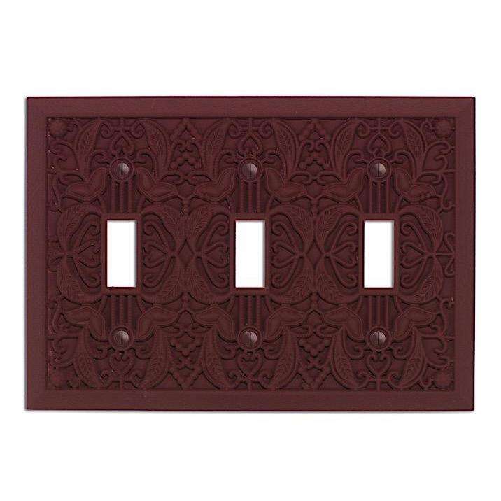 Merlot Filigree Shabby Chic Triple Toggle:Wallplatesonline.com