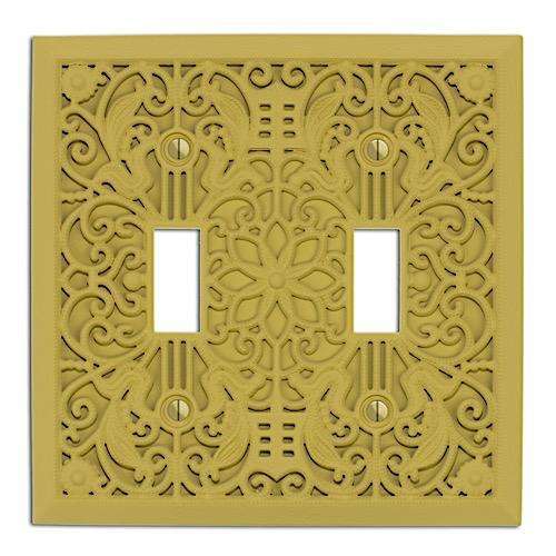 Vintage Mustard Filigree Shabby Chic Double Toggle:Wallplatesonline.com