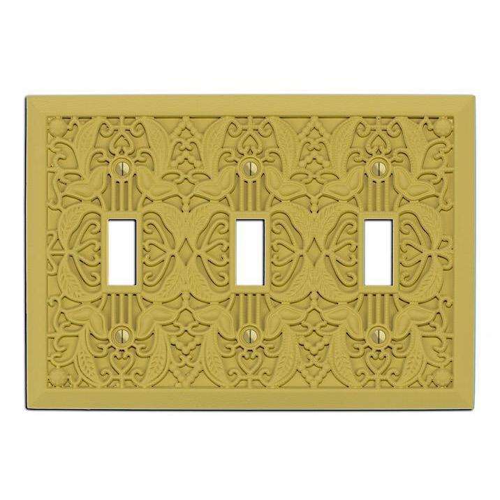 Vintage Mustard Filigree Shabby Chic Triple Toggle:Wallplatesonline.com