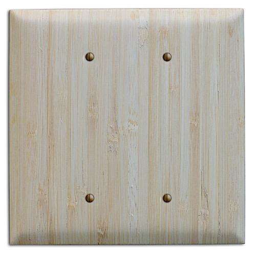 Oversized Discontinued Natural Bamboo Wood Double Blank Cover Plate