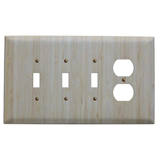 Natural Bamboo Wood 3 Toggle / Duplex Outlet Cover Plate:Wallplates.com