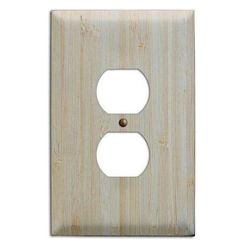 Oversized Discontinued Natural Bamboo Wood Duplex Outlet Cover Plate