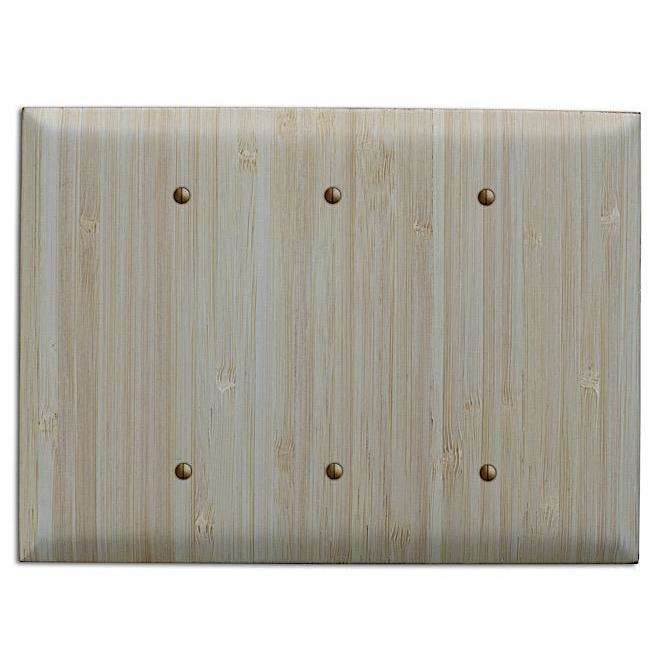 Natural Bamboo Wood Triple Blank Cover Plate:Wallplates.com
