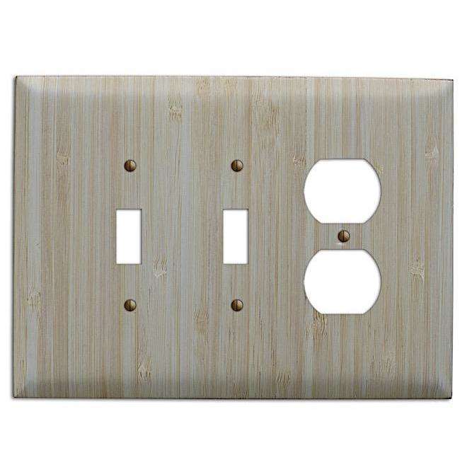 Oversized Discontinued Natural Bamboo Wood 2 Toggle / Duplex Outlet Cover Plate