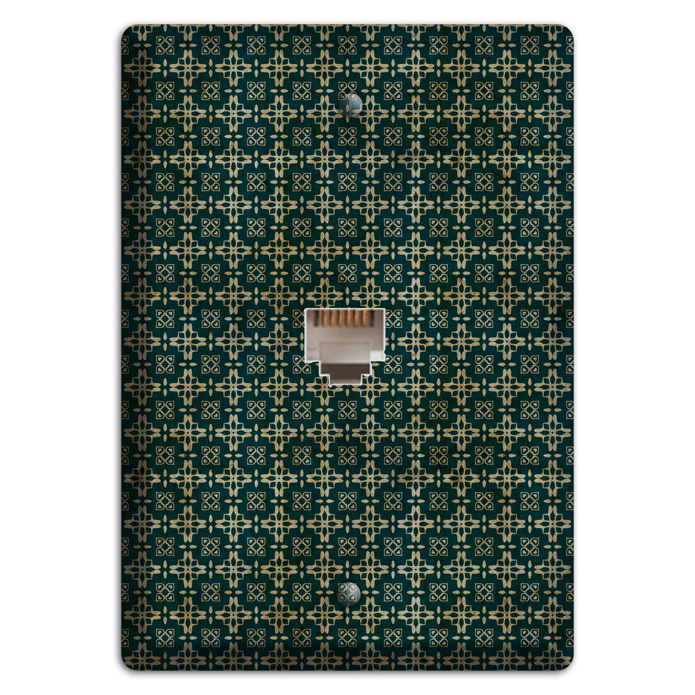 Dark Green Grunge Arabesque Phone Wallplate