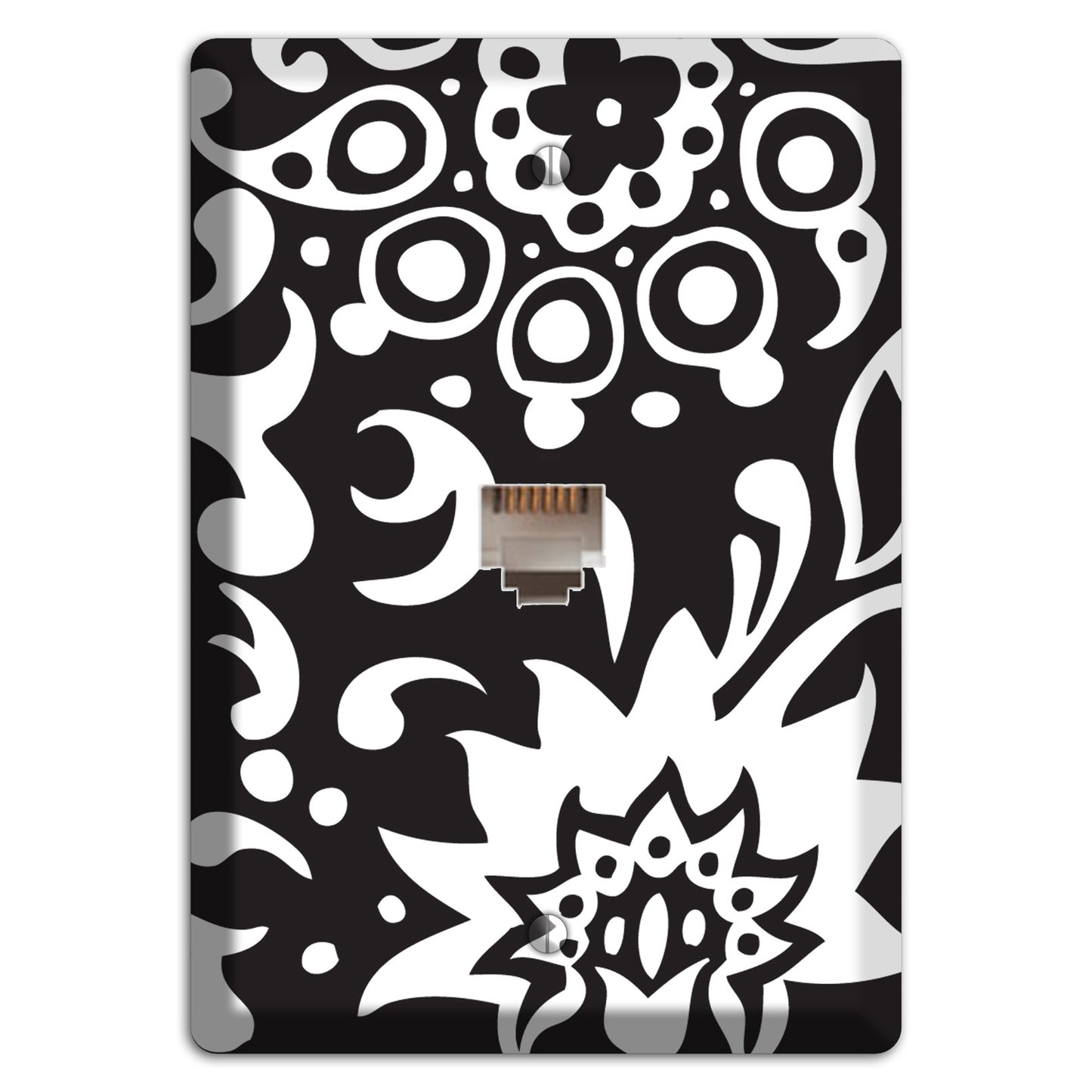 Black with White Boteh Phone Wallplate