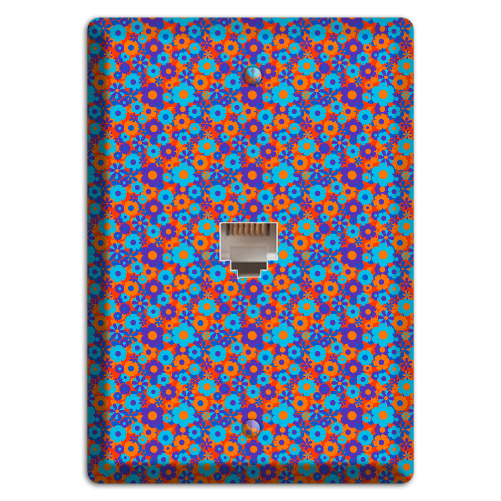 Blue Purple Calico Phone Wallplate