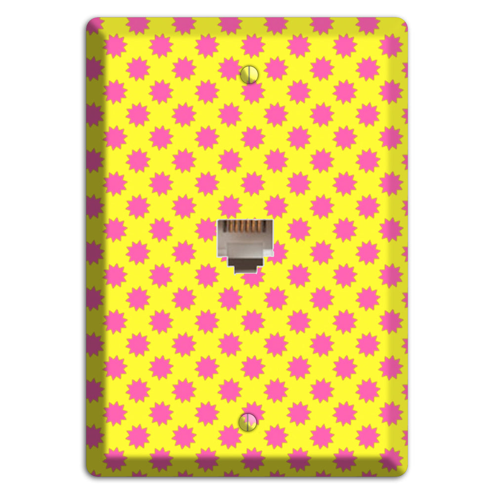 Yellow with Pink Burst Phone Wallplate