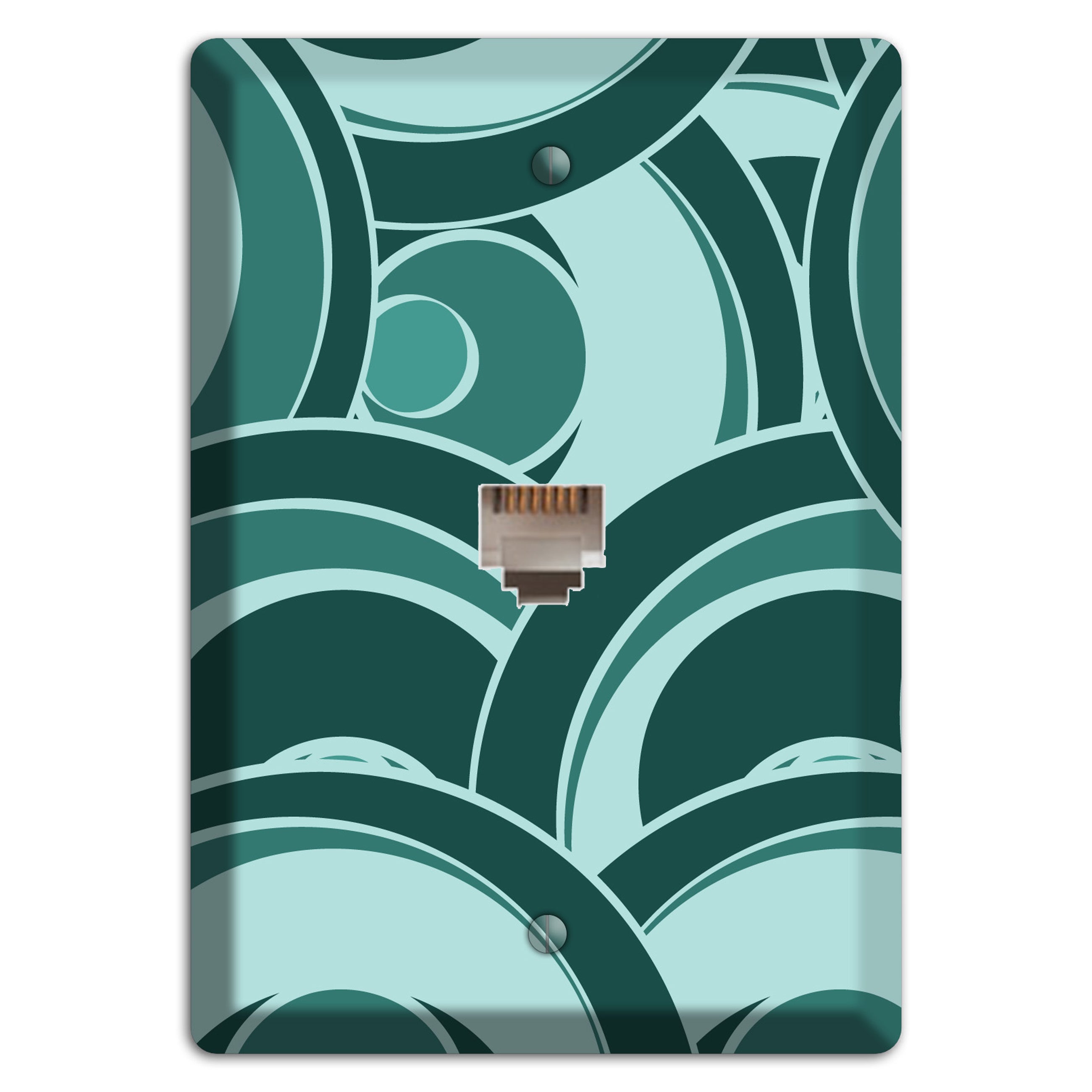 Blue-green Deco Circles Phone Wallplate