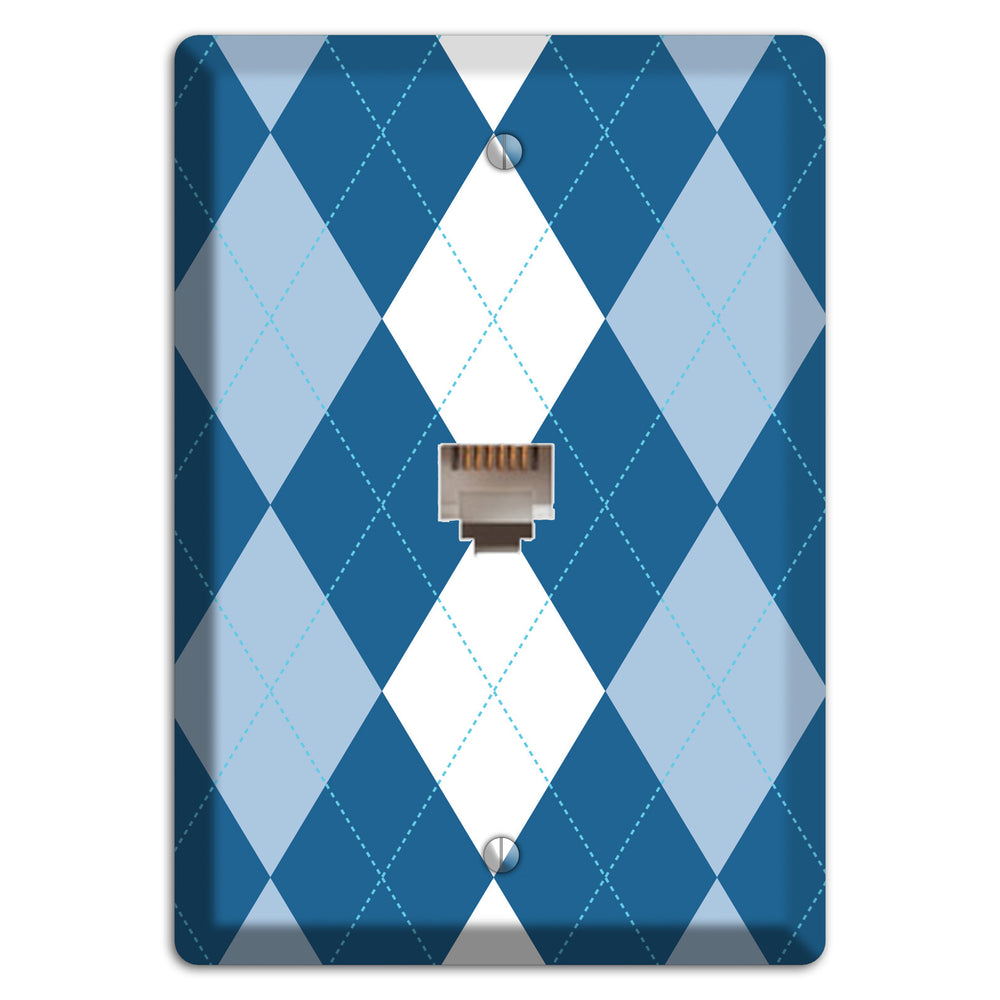 Blue Argyle Phone Wallplate