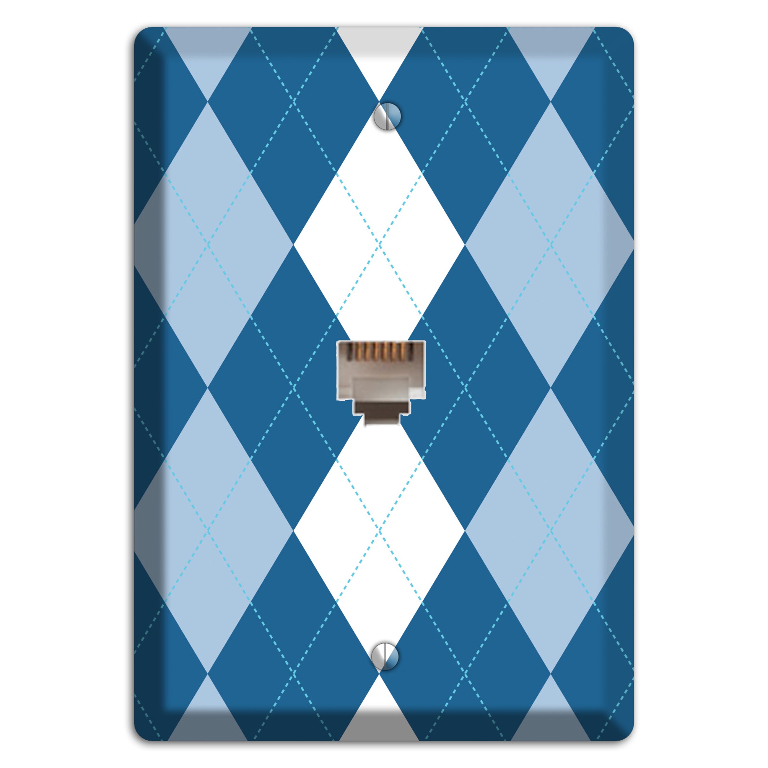 Blue Argyle Phone Wallplate