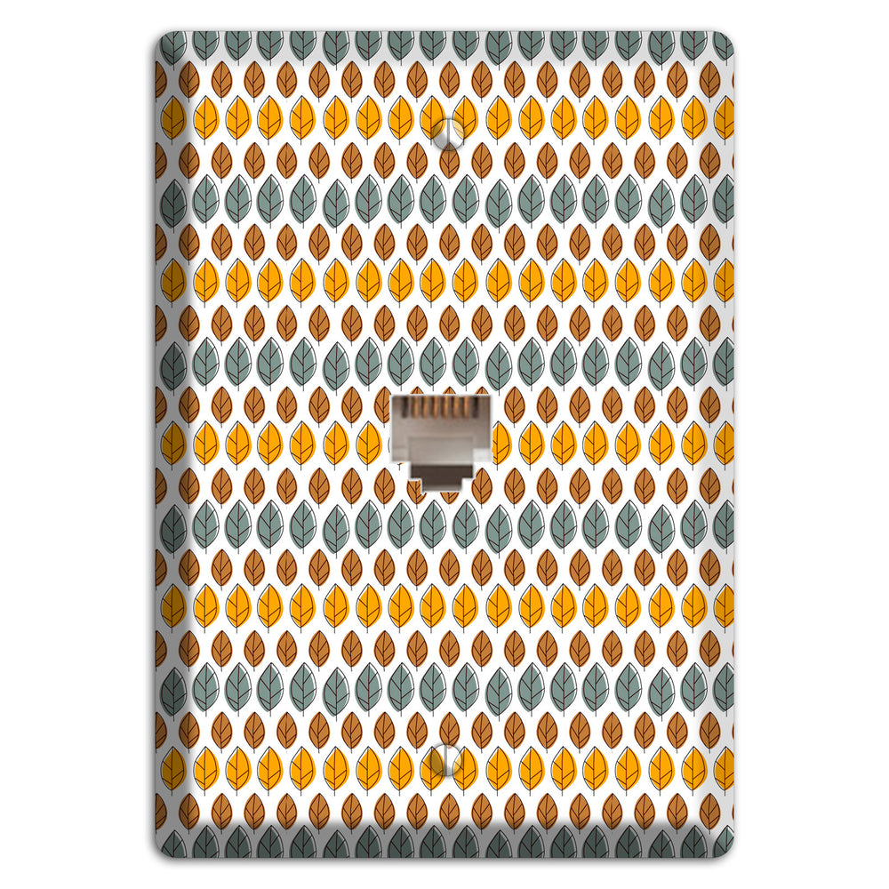 Grey Umber Mustard Dusty Blue Leaf Contour Phone Wallplate