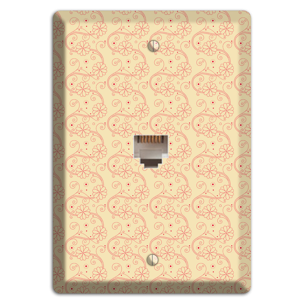 Tiny Off White Floral Swirl Phone Wallplate