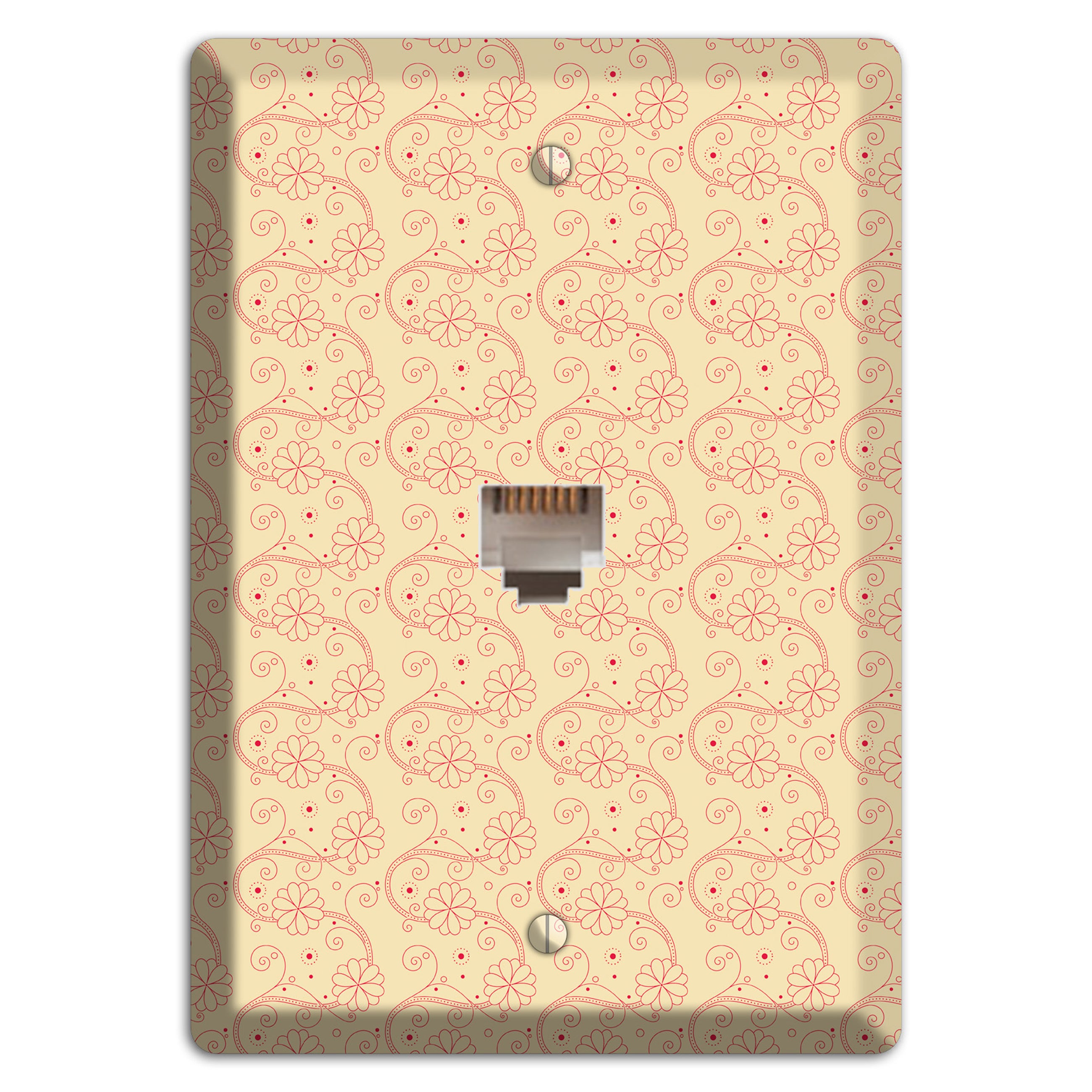 Tiny Off White Floral Swirl Phone Wallplate