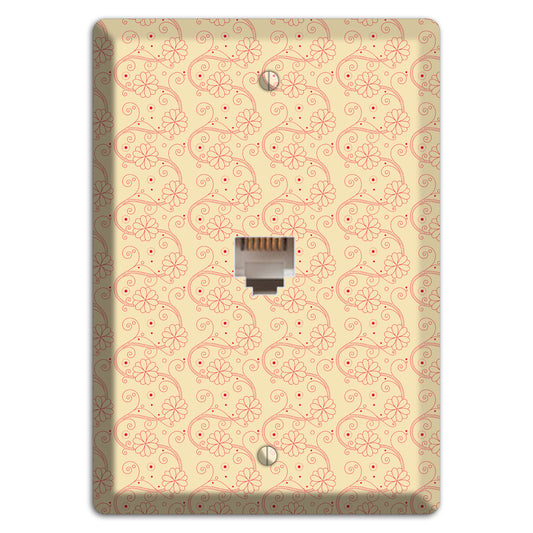 Tiny Off White Floral Swirl Phone Wallplate